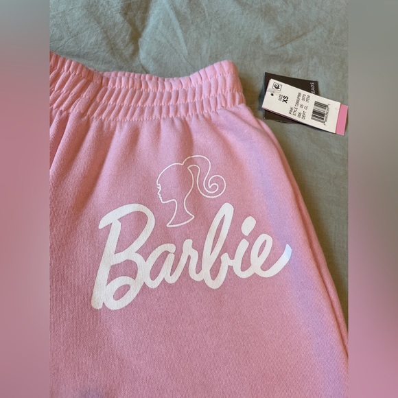 Women’s Barbie Pink Cargo Graphic Logo Relaxed Lounge Pants with Pockets - Picture 9 of 11